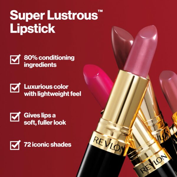 Revlon Lipstick, Super Lustrous Lipstick, Creamy Formula For Soft, Fuller-Looking Lips, Moisturized Feel in Mauves & Trends, Blushing Mauve (460), 0.1 - Image 2