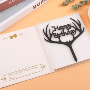 LOVENJOY Gift Boxed Antler Happy Birthday Cake Topper Black, Frosted Acrylic - Image 5