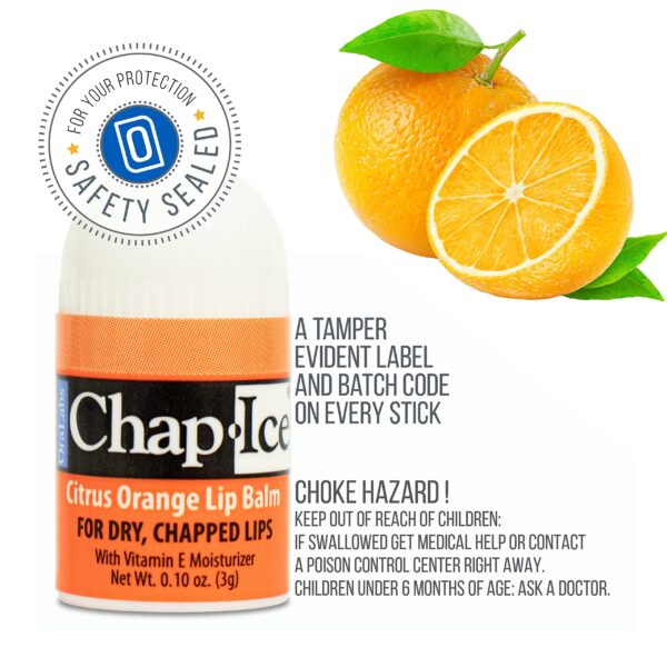 Chap-Ice? | Premium and Traditional Lip Balm for Chapped, Dry, or Windburned Lips | Pocket Size Display with Assorted Flavors - Cherry, Citrus Orange, - Image 3