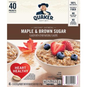 Quaker Instant Oatmeal Cereal, Maple and Brown Sugar, (40-1.51 oz packets) 60.6 Ounce - Image 1