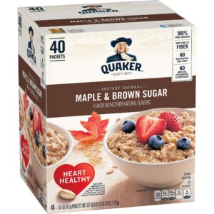 Quaker Instant Oatmeal Cereal, Maple and Brown Sugar, (40-1.51 oz packets) 60.6 Ounce - Image 3