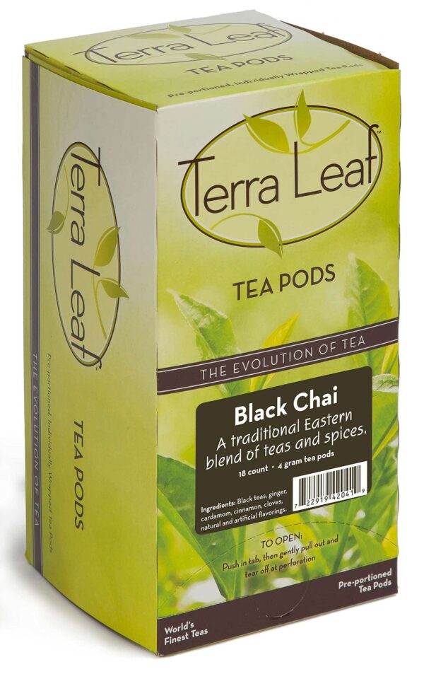 Baronet Coffee Terra Leaf Black Chai Tea Pods - 3 Boxes of 18 Single Serve Coffee Pods - 54 Count, 4 Grams - Individually Wrapped for Freshness - Fits