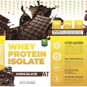 About Time Whey Protein Isolate Chocolate 2lb - 25g Protein, Non-GMO, 0g Fat, 0g Sugars, No Artificial Sweeteners, 32 Servings - Image 4