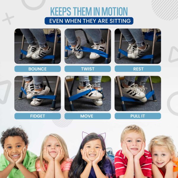 Chair Bands for Kids with Fidgety Feet - Fidget Bands for Classroom Chairs, Bouncy Bands, Sensory Flexible Bands, ADHD Chair Bands for Kids, Anti-Snap - Image 4