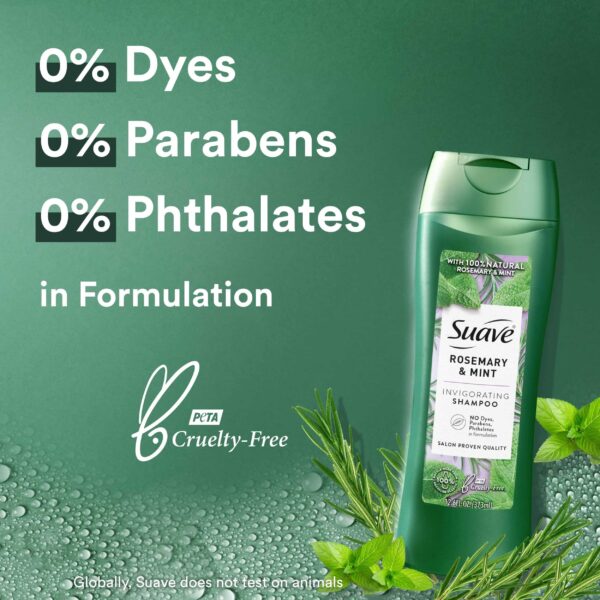 Suave Shampoo and Conditioner, Rosemary & Mint ? Invigorating Formula with 100% Natural Essential Oils, 12.6 Oz Ea - Image 5