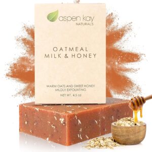 Aspen Kay Naturals Handmade Oatmeal Soap Bar for Face & Body ? Made with Organic Raw Honey, Goats Milk, Organic Shea Butter - Exfoliating Soap ? For A - Image 1