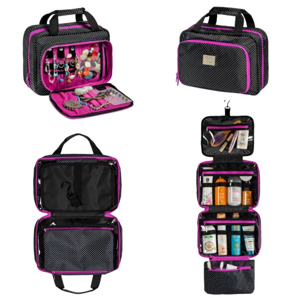Large Travel Hanging Toiletry Bag For Women With Jewelry Organizer - Folding Bathroom Toiletry Cosmetic Organizer - XL Hanging Travel Bag For Full Siz - Image 2