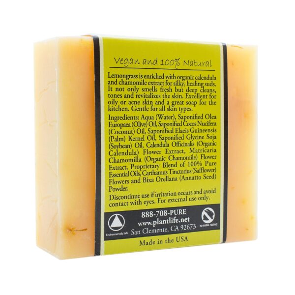 Plantlife Lemongrass Bar Soap - Moisturizing and Soothing Soap for Your Skin - Hand Crafted Using Plant-Based Ingredients - Made in California 4oz Bar - Image 2