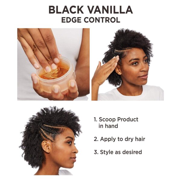 Carol's Daughter Black Vanilla Edge Control for Curly, Wavy or Natural Hair, Clear Edge Smoother for Dry, Dull or Brittle Hair, 2 Oz - Image 3