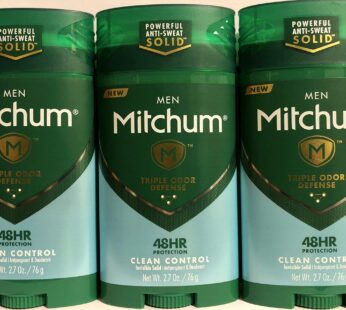 MITCHUM Advanced Control Invisible Solid Clean Control For Men, 2.7 Oz (Pack of 3)
