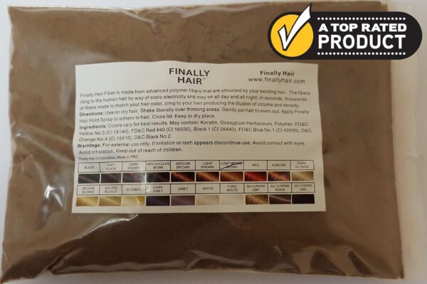 Finally Hair Building Fiber Refill 100 Grams Light Medium Brown Hair Loss Concealer by Finally Hair (Light Medium Brown - our lightest brown shade) - Image 2