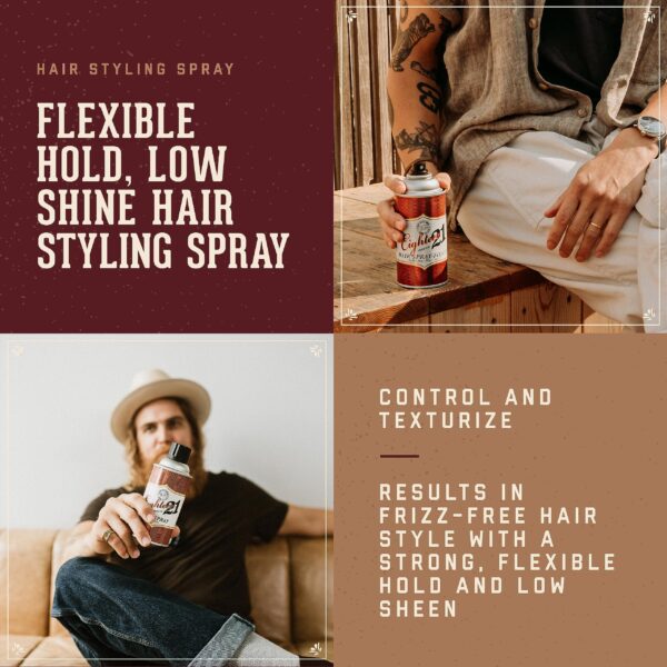 18.21 Man Made Premium Hair Spray for Men, All-Day Flexible Hold, 10 oz. - Styling Hairspray with Matte Finish, Sweet Tobacco Scent - Professional, No - Image 2