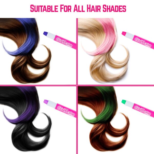GirlZone Hair Chalks Set, 10-Piece, Easy to Apply and Remove, Temporary Multicolor Hair Color for Kids Dress Up Parties, Role Play, Gift-Ready Vibrant - Image 4
