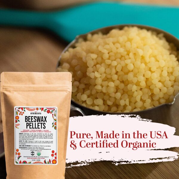 Better Shea Butter Organic Beeswax Pellets | Use it to make Candles, Food Wraps, Furniture Polish, Lip Balms | Food Grade, 100% Pure, Yellow Beeswax P - Image 4