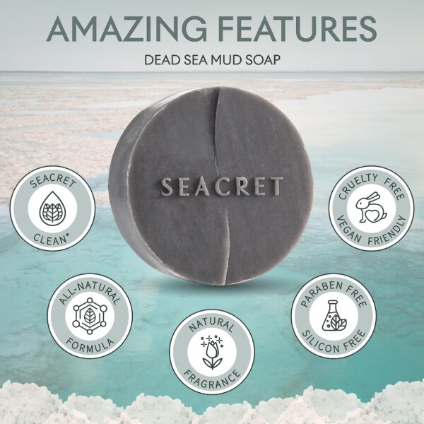 SEACRET MUD SOAP BAR: All-Natural Black Mud Bar Soap, Enriched with Guinness Kernel Oil, Witch Hazel & Sea Salt for Cleaning, Exfoliating, Detoxifying - Image 6