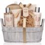 Spa Gift Basket ? Bath and Body Set with Vanilla Fragrance by Lovestee - Gift Basket Includes Shower Gel, Body Lotion, Hand Lotion, Bath Salt, Eva Spo