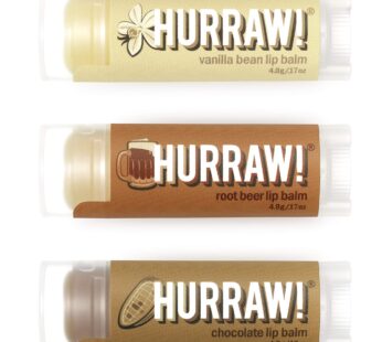 Hurraw! Vanilla Bean, Root Beer, Chocolate Lip Balms, 3 Pack Bundle: Organic, Certified Vegan, Cruelty and Gluten Free. Non-GMO, 100% Natural Ingredie