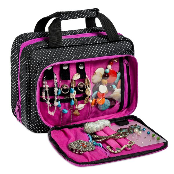Large Travel Hanging Toiletry Bag For Women With Jewelry Organizer - Folding Bathroom Toiletry Cosmetic Organizer - XL Hanging Travel Bag For Full Siz