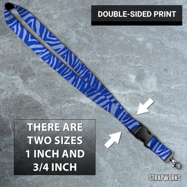 Animal Print Lanyard - Satin Cute Key Lanyard, ID Badge Holder ? 3/4 Inch, Zebra Blue Print - Image 5