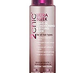 GIOVANNI 2chic Ultra-Sleek Leave-In Conditioning & Styling Elixir – Phyto-Keratin & Argan Oil, Anti-Frizz Formula, Coconut, Shea Butter, Pro-Vitamin B5, Color Safe, Paraben Free – 4 oz