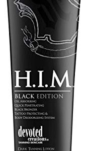 Devoted Creations H.I.M. Black Edition, Oil Absorbing Quick Penetrating Black Tan Lotion Bronzer, 8.5 oz. - Image 1