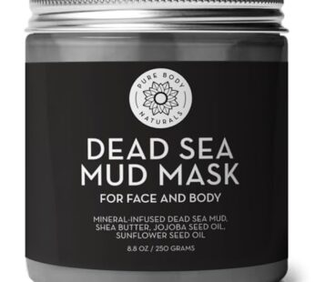 Pure Body Naturals Dead Sea Mud Mask – Face Mask and Body Mud for Acne, Blackheads, and Oily Skin – Facial Self Care for Men and Women – Minimize Pores with Deadsea Mud, Clay, Charcoal – 8.8 Ounce