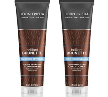 John Frieda Brilliant Brunette Multi-Tone Revealing Color Protecting Conditioner, for maintaining Color Treated Hair, Anti-Fade Conditioner, 8.45 Oz (Pack of 2), with Sweet Almond Oil & Crushed Pearls