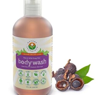 Nature Sustained Organic Body Wash & Face Wash ? Raw & Wildcrafted with Probiotics, Soapberry Formula for Eczema & Psoriasis – Wild Plants Selected for Sensitive & Dry Skin, 9oz, Original