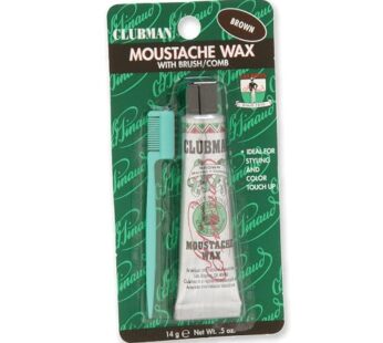 Clubman Pinaud Moustache Wax with Free Brush/Comb Applicator Brown, 0.5 Ounce