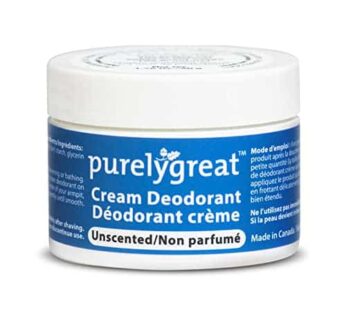Purelygreat Cream Deodorant, Aluminum-Free, Deodorant Cream for Lasting Odor Control, Vegan, Cruelty-Free Natural Deodorant for Women & Men, Contains No Chemicals, Parabens, or BPA, Unscented, 1.76oz
