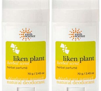 EARTH SCIENCE – All-Natural Aluminum Free Herbal Scented Lichen Plant Deodorant (2pk, 2.45 oz.)