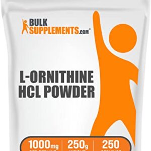 BulkSupplements.com L-Ornithine HCl Powder - L-Ornithine Hydrochloride, Ornithine Supplement - Amino Acids Supplement, Gluten Free, 1000mg per Serving, 250g (8.8 oz) (Pack of 1) - Image 1