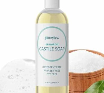 Castile Soap Liquid Unscented Cleanser – Liquid Castile Soap for Dry Sensitive Skin Care Routine and All Purpose Cleaner with Hydrating Glycerin for Hair and Skin – Hair Face and Body Soap Liquid