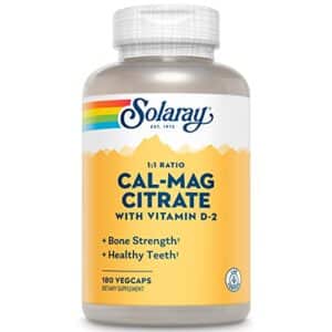 SOLARAY Calcium Magnesium Citrate 1:1 Ratio w/Vitamin D 2 - Calcium Supplements for Women and Men - Calcium 1000mg, Magnesium 1000mg - Bone Health Support - 60-Day Guarantee, 30 Servings, 180 VegCaps - Image 1