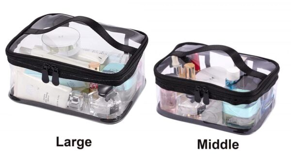 Louise Maelys 2 Pieces Portable Clear Makeup Bag Zipper Waterproof Transparent Travel Storage Pouch Organizer Cosmetic Toiletry Bag With Handle - Image 6