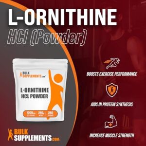 BulkSupplements.com L-Ornithine HCl Powder - L-Ornithine Hydrochloride, Ornithine Supplement - Amino Acids Supplement, Gluten Free, 1000mg per Serving, 250g (8.8 oz) (Pack of 1) - Image 3