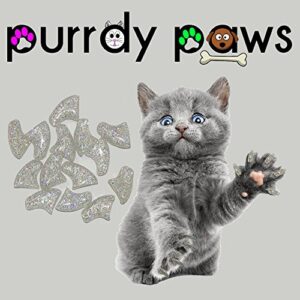 Purrdy Paws 40 Pack Soft Nail Caps for Cat Claws Silver Holographic Glitter Medium - Image 4