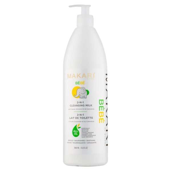 Makari Baby Cleansing Milk 33.8 fl. Oz. ? Soothing, Moisturizing Bath Time Body Wash ? Gentle, Non-Irritating Formula Hydrates, Softens, Heals & Protects Delicate Skin ? Includes Easy Pump Dispenser