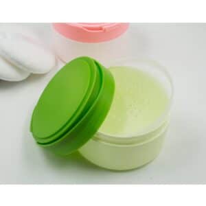 1 Pcs Portable Plastic Baby Skin Care Baby Powder Puff Box Holder Container Talcum Powder Case Jar Pot with Powder Puff and Sieve Tray(Green) - Image 2