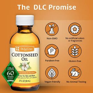 De La Cruz Cottonseed Oil - Moisturizer for Skin and Hair - Multipurpose Carrier Oil - 2 Fl OZ (1 Bottle) - Image 5