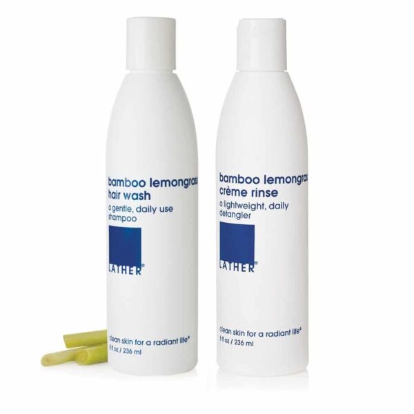 LATHER Bamboo Lemongrass Shampoo & Conditioner Set - Gentle Daily Moisturizing Shampoo & Hair Detangler Conditioner for All Hair Types - Lightweight, Non-Greasy, Sulfate Free - 8 Fl Oz Bottles - Image 6