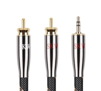 SKW Audiophile Ultra-high Purity Copper Audio Cable 3.5mm Male to 2 RCA Male Audio Auxiliary Stereo Y Splitter Adapter Cable 6.5ft/2M