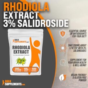 BulkSupplements.com Rhodiola Extract Powder - 3% Salidrosides, Rhodiola Crenualata Extract - Herbal Supplement, Gluten Free, 200mg per Serving, 100g (3.5 oz) (Pack of 1) - Image 3