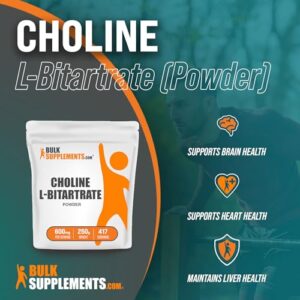 BulkSupplements.com Choline Bitartrate Powder - as Choline L-Bitartrate, Choline Supplement, Choline 600mg - Gluten Free, 600mg per Serving, 250g (8.8 oz) (Pack of 1) - Image 3