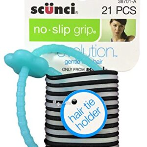 Scunci No-Slip Grip Gel Evolution Ponytailers with Holder,21-Pieces per pack,1-Pack - Image 1