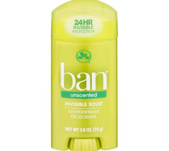 Ban Anti-Perspirant Deodorant Invisible Solid Unscented 2.60 oz ( Pack of 4)