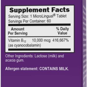 Superior Source No Shot Vitamin B12 Cyanocobalamin 10000 mcg, Quick Dissolve MicroLignual Tablets, 60 Count B12 Supplement to Increase Metabolism and Energy Production, Nervous System Support, Non-GMO - Image 4