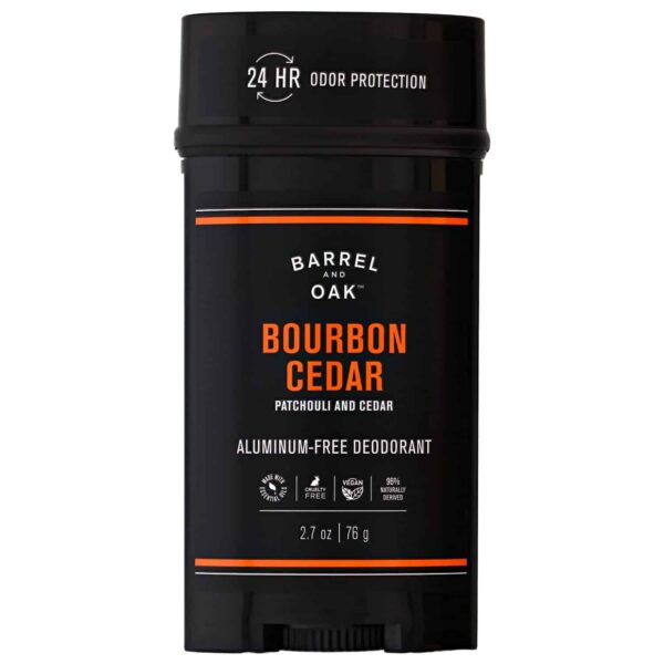 Barrel and Oak - Aluminum-Free Deodorant, Deodorant for Men, Essential Oil-Based Scent, 24-Hour Odor Protection, Cedarwood & Bourbon Aroma, Gentle on Sensitive Skin, Vegan (Bourbon Cedar, 2.7 oz)