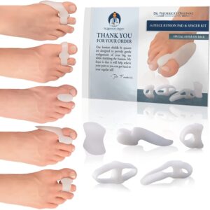 Dr. Frederick's Original 14-Piece Bunion Corrector Kit - Fast Relief for Bunions & Overlapping Toes - For Men & Women - Soft Gel Pads, Spacers, & Separators - For No Surgery Required - Image 1