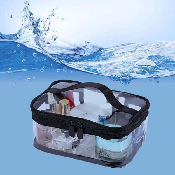 Louise Maelys 2 Pieces Portable Clear Makeup Bag Zipper Waterproof Transparent Travel Storage Pouch Organizer Cosmetic Toiletry Bag With Handle - Image 3